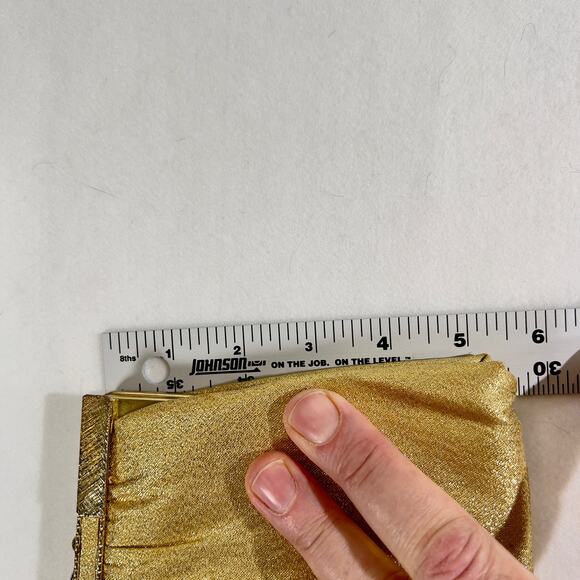 Cocktail Clutch Purse No brand Made USA 11.5"x5.5" Gold Metallic Tuck Away Chain - Picture 8 of 12